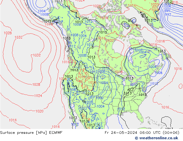 Bodendruck ECMWF Fr 24.05.2024 06 UTC