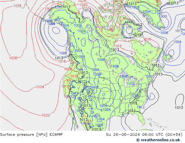 Luchtdruk (Grond) ECMWF zo 26.05.2024 06 UTC