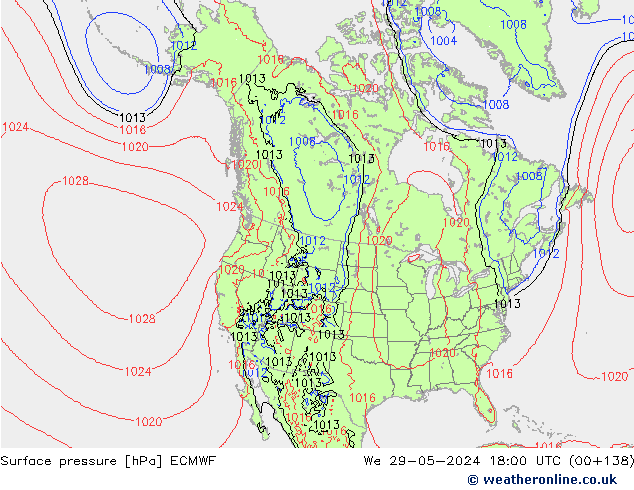 приземное давление ECMWF ср 29.05.2024 18 UTC