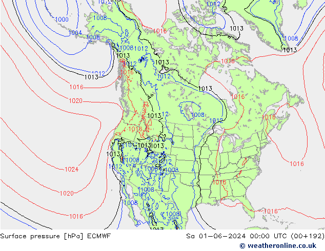 ciśnienie ECMWF so. 01.06.2024 00 UTC