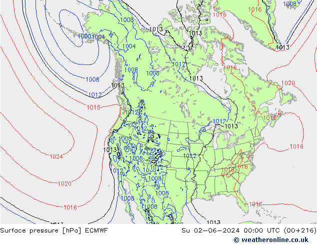 Yer basıncı ECMWF Paz 02.06.2024 00 UTC