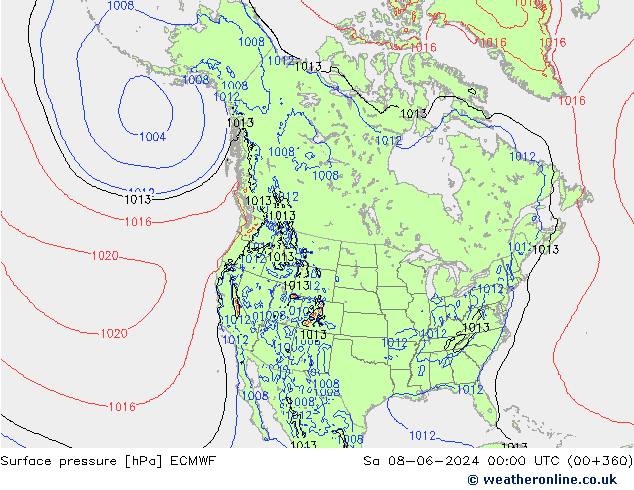 ciśnienie ECMWF so. 08.06.2024 00 UTC