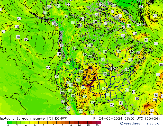 Isotachs Spread ECMWF Fr 24.05.2024 06 UTC