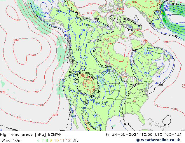 Izotacha ECMWF pt. 24.05.2024 12 UTC