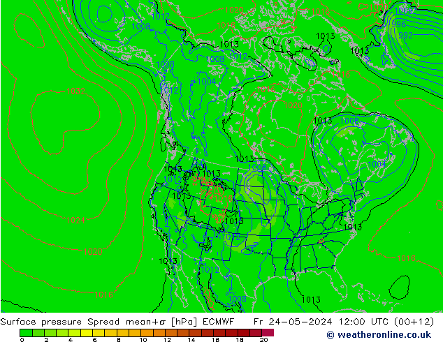 ciśnienie Spread ECMWF pt. 24.05.2024 12 UTC