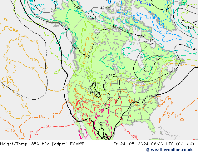 Height/Temp. 850 hPa ECMWF Fr 24.05.2024 06 UTC