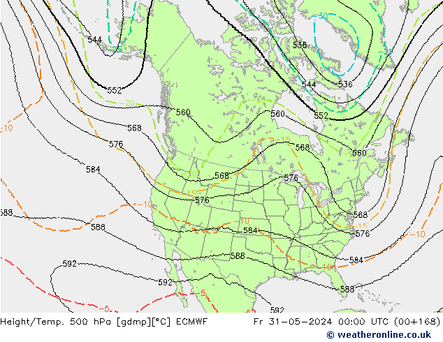 Geop./Temp. 500 hPa ECMWF vie 31.05.2024 00 UTC