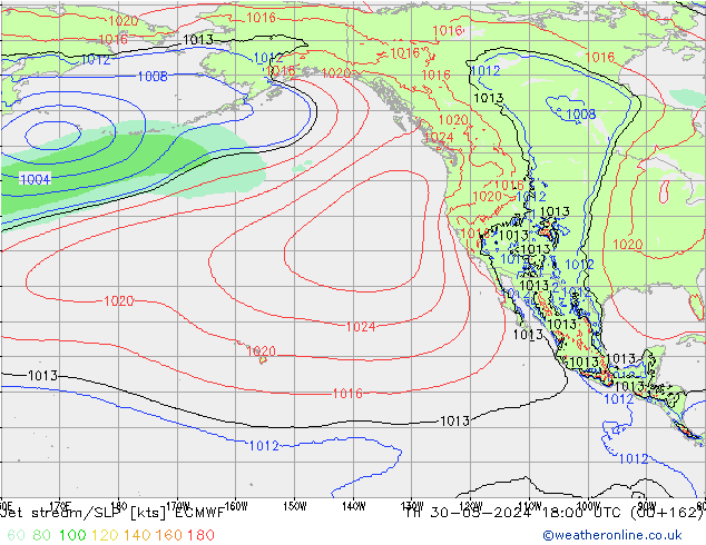 Jet stream/SLP ECMWF Th 30.05.2024 18 UTC