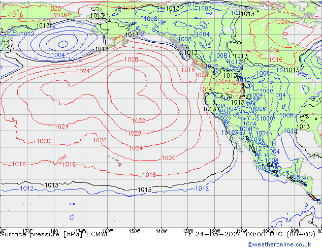 pressão do solo ECMWF Sex 24.05.2024 00 UTC