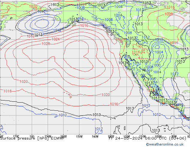 pressão do solo ECMWF Sex 24.05.2024 06 UTC