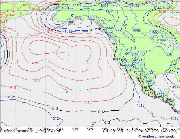 Surface pressure ECMWF Sa 25.05.2024 06 UTC