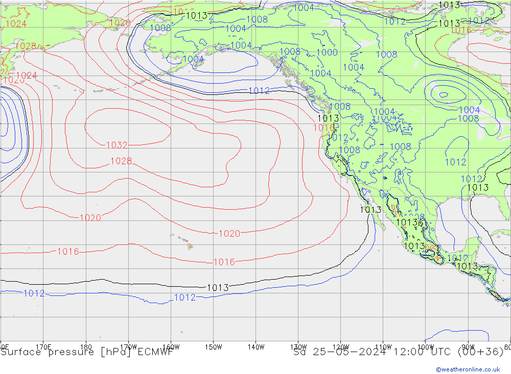 Surface pressure ECMWF Sa 25.05.2024 12 UTC