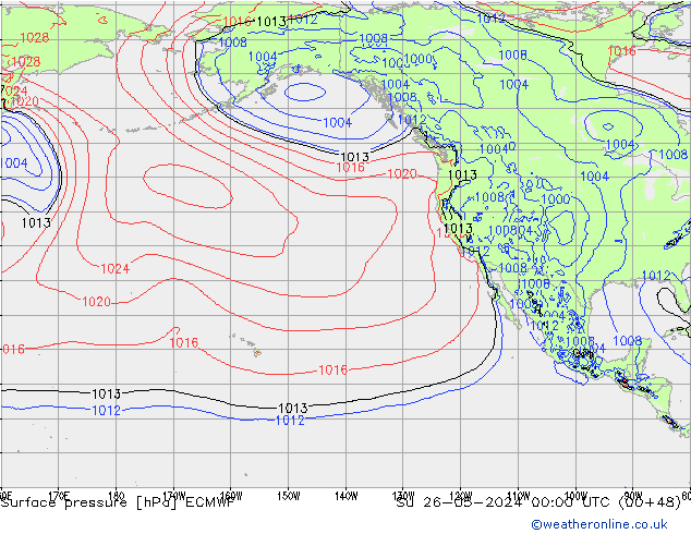 приземное давление ECMWF Вс 26.05.2024 00 UTC