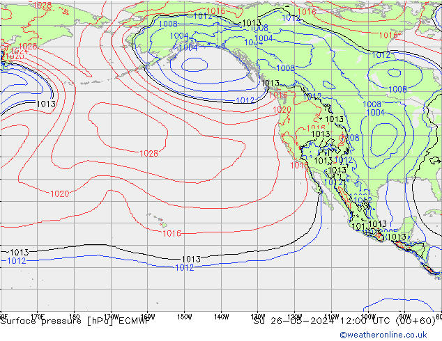 Presión superficial ECMWF dom 26.05.2024 12 UTC