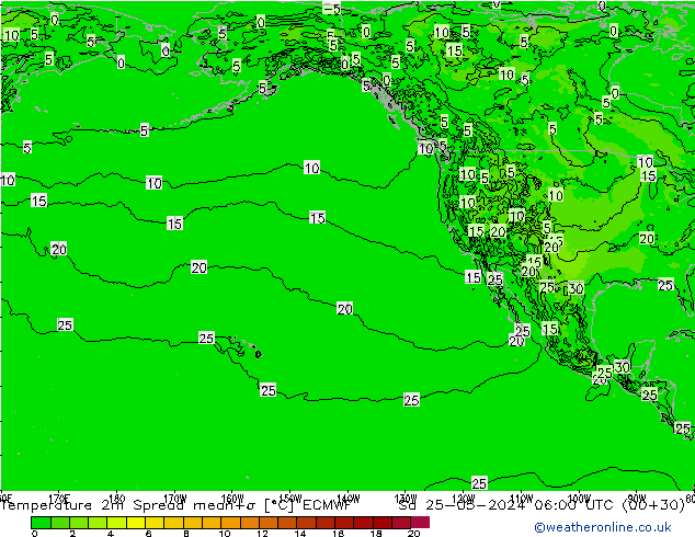 mapa temperatury 2m Spread ECMWF so. 25.05.2024 06 UTC