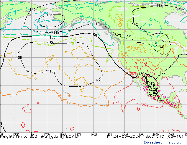 Géop./Temp. 850 hPa ECMWF ven 24.05.2024 18 UTC