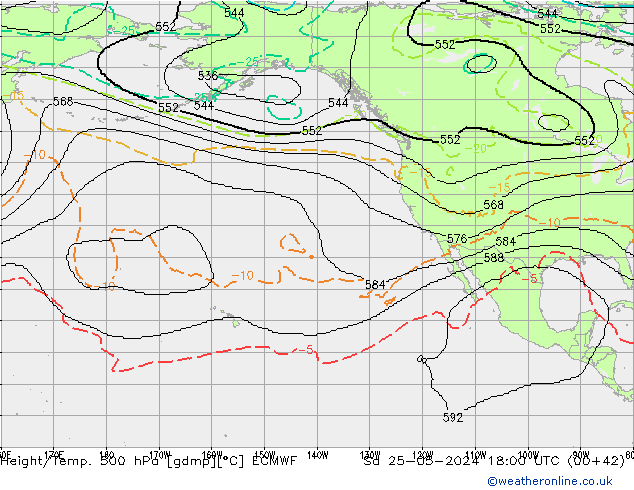 Geop./Temp. 500 hPa ECMWF sáb 25.05.2024 18 UTC