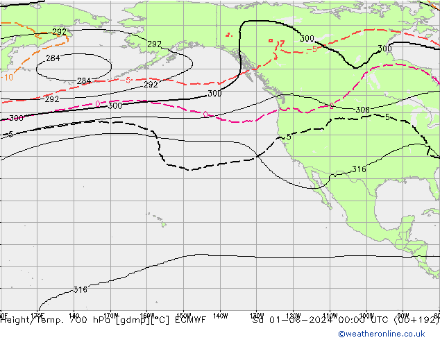 Height/Temp. 700 гПа ECMWF сб 01.06.2024 00 UTC