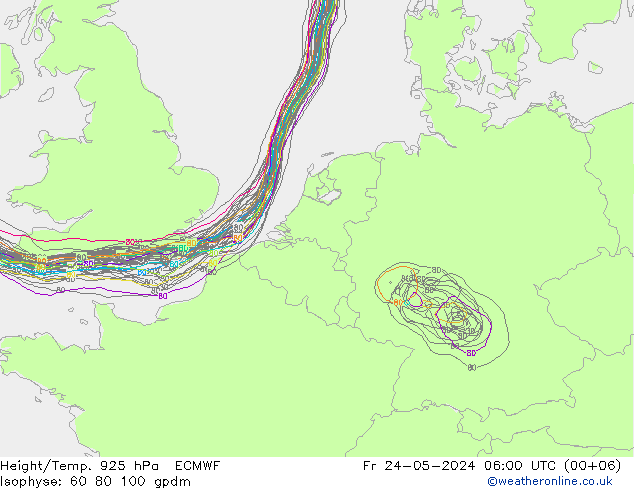 Height/Temp. 925 hPa ECMWF Fr 24.05.2024 06 UTC