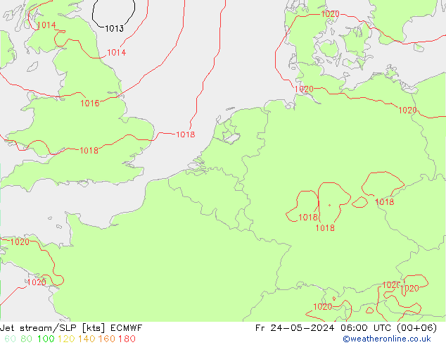 Jet stream ECMWF Sex 24.05.2024 06 UTC