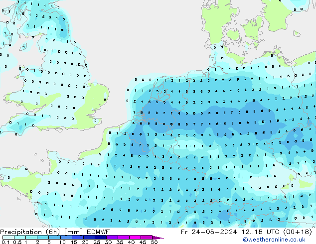 осадки (6h) ECMWF пт 24.05.2024 18 UTC