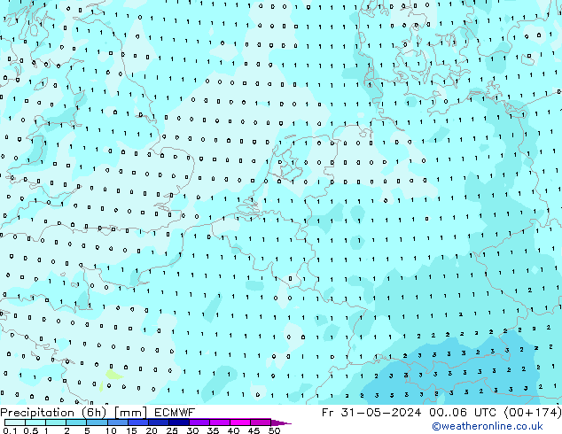 Nied. akkumuliert (6Std) ECMWF Fr 31.05.2024 06 UTC