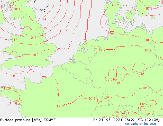 Pressione al suolo ECMWF ven 24.05.2024 06 UTC
