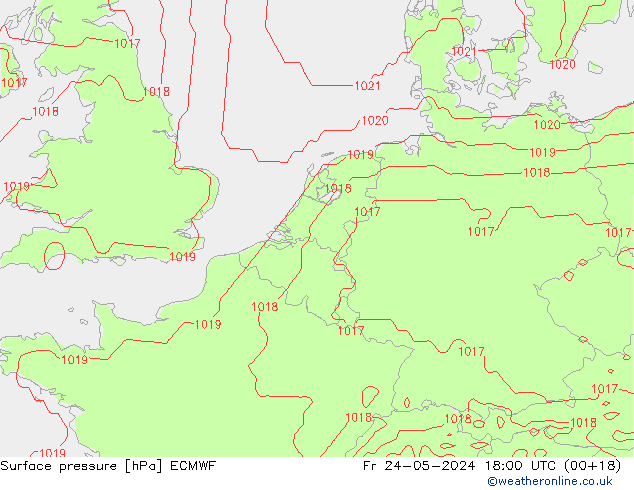 ciśnienie ECMWF pt. 24.05.2024 18 UTC