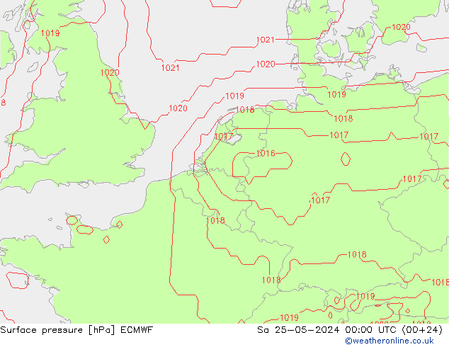 Bodendruck ECMWF Sa 25.05.2024 00 UTC