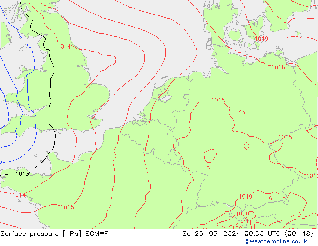 Presión superficial ECMWF dom 26.05.2024 00 UTC