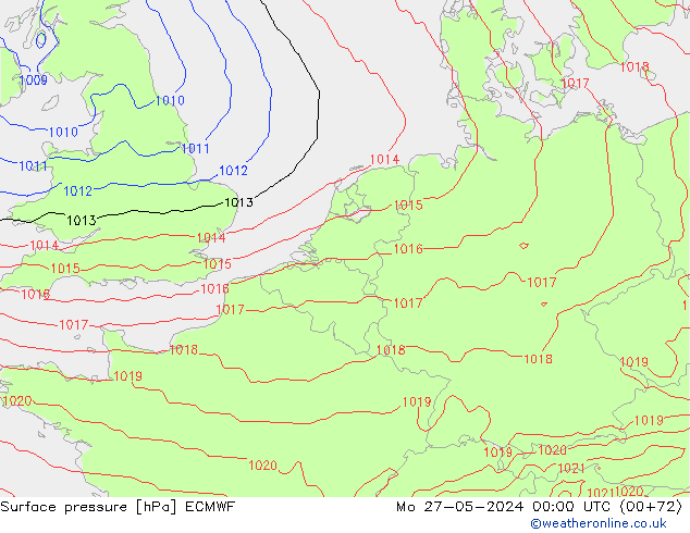 Surface pressure ECMWF Mo 27.05.2024 00 UTC