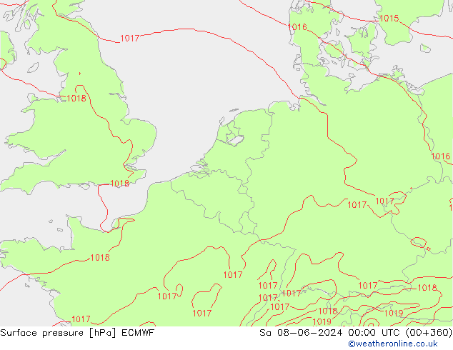 Bodendruck ECMWF Sa 08.06.2024 00 UTC