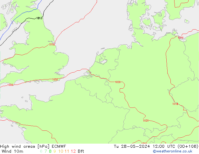 High wind areas ECMWF mar 28.05.2024 12 UTC