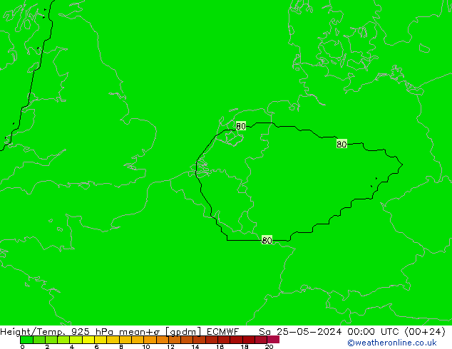 Height/Temp. 925 hPa ECMWF Sa 25.05.2024 00 UTC