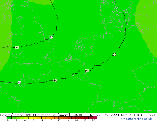 Hoogte/Temp. 925 hPa ECMWF ma 27.05.2024 00 UTC