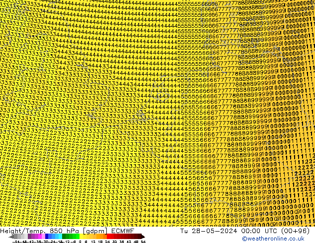 Height/Temp. 850 hPa ECMWF Di 28.05.2024 00 UTC