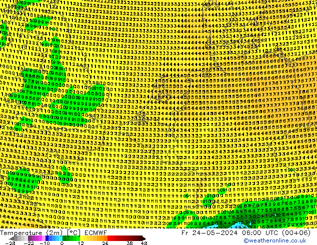 Temperaturkarte (2m) ECMWF Fr 24.05.2024 06 UTC