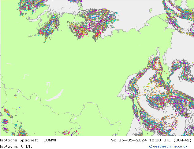 Izotacha Spaghetti ECMWF so. 25.05.2024 18 UTC