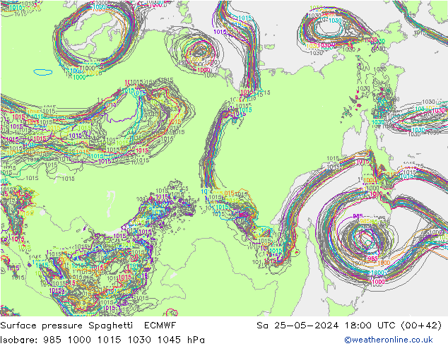 ciśnienie Spaghetti ECMWF so. 25.05.2024 18 UTC