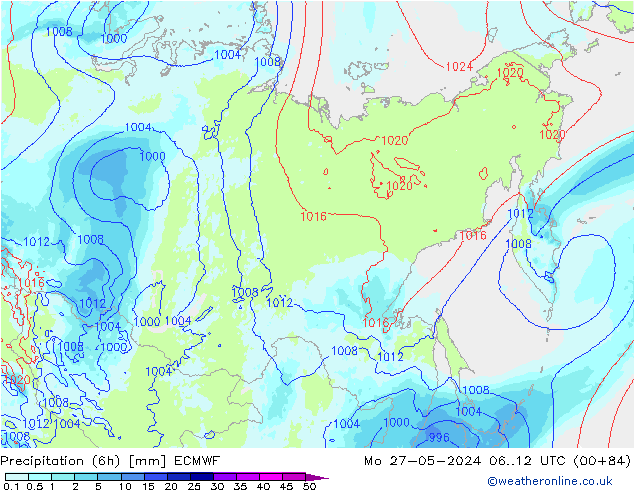 Precipitação (6h) ECMWF Seg 27.05.2024 12 UTC