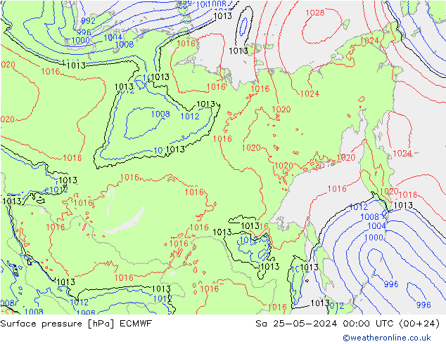 приземное давление ECMWF сб 25.05.2024 00 UTC