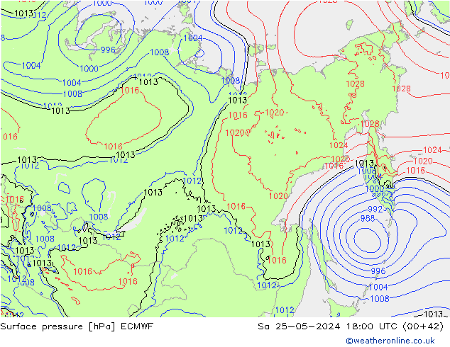 Surface pressure ECMWF Sa 25.05.2024 18 UTC