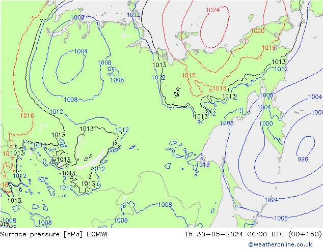 Atmosférický tlak ECMWF Čt 30.05.2024 06 UTC