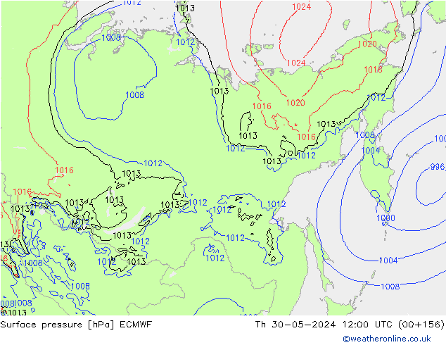 Atmosférický tlak ECMWF Čt 30.05.2024 12 UTC