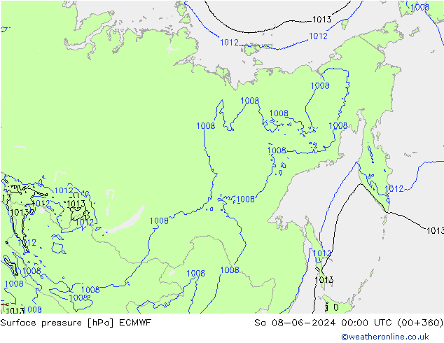 Luchtdruk (Grond) ECMWF za 08.06.2024 00 UTC