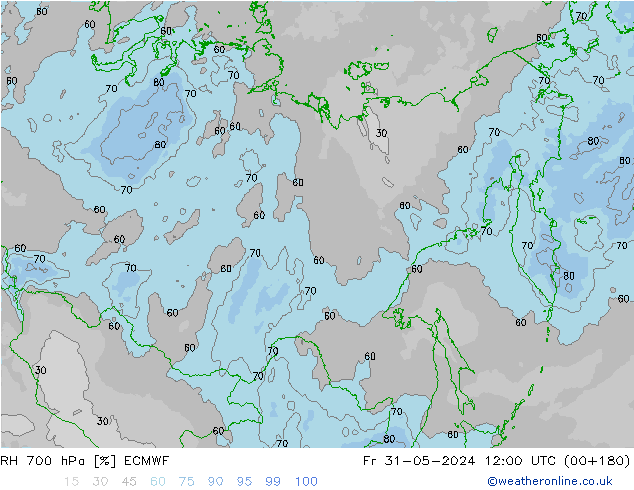 RH 700 hPa ECMWF Fr 31.05.2024 12 UTC