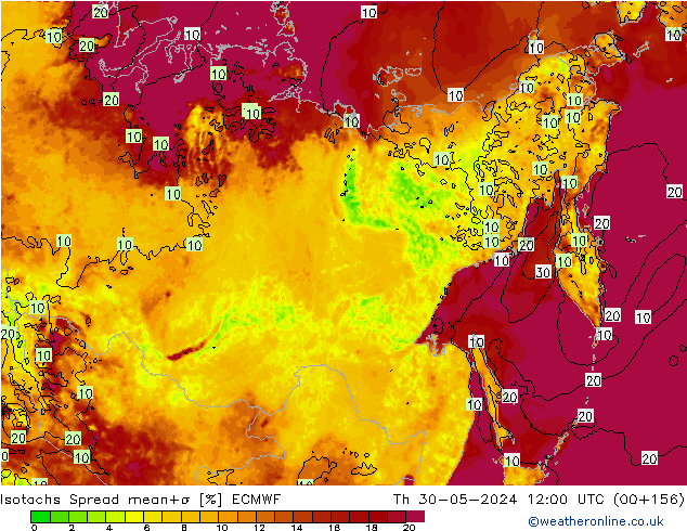 Isotachs Spread ECMWF Th 30.05.2024 12 UTC