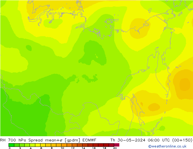 RH 700 hPa Spread ECMWF Th 30.05.2024 06 UTC