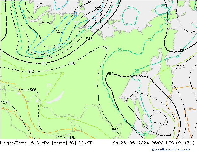 Yükseklik/Sıc. 500 hPa ECMWF Cts 25.05.2024 06 UTC