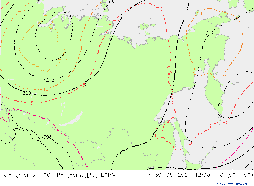 Géop./Temp. 700 hPa ECMWF jeu 30.05.2024 12 UTC